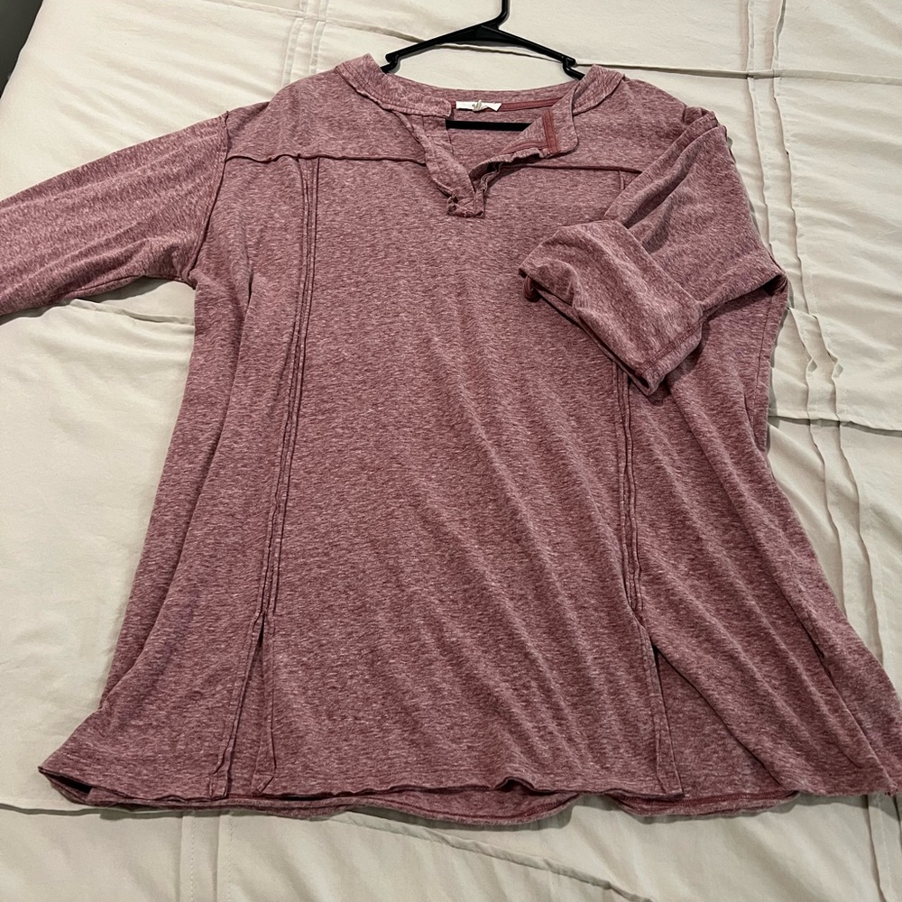 Easel Dusty Rose Long Sleeve Top